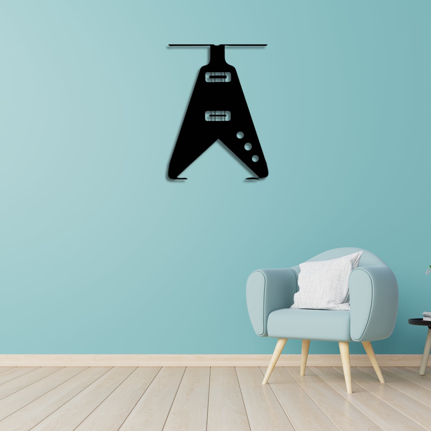 Electric Guitar Metal Art: Power and Passion| Wall Decor | (12X25 INCH )| Matte Black Finish  Coated