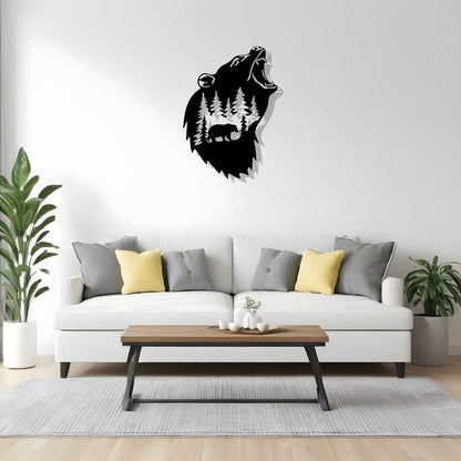 Bear Wall art | Wall Decoration | (15 X 21 INCH) | Matte black finish