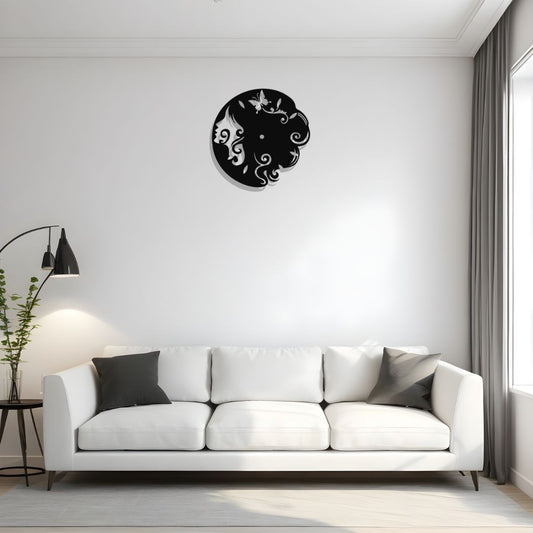 Face and Butterfly Clock Wall Art