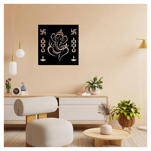 Ganpati Bapa Metal Wall Art  | (25X25 INCH)