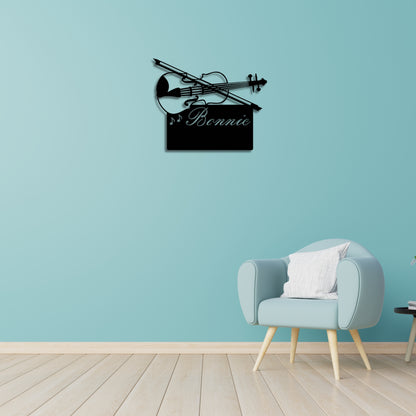 Violin Wall Art| Wall Decoration | (12X25 INCH) | Matte Black Finish