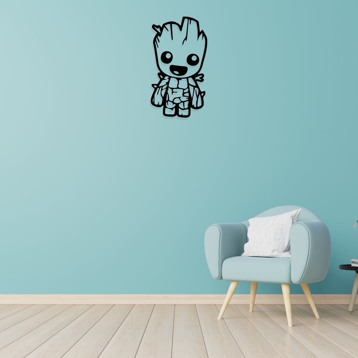 Groot With smile | Wall Decoration | (12 X 20 Inch) | Mate black finish