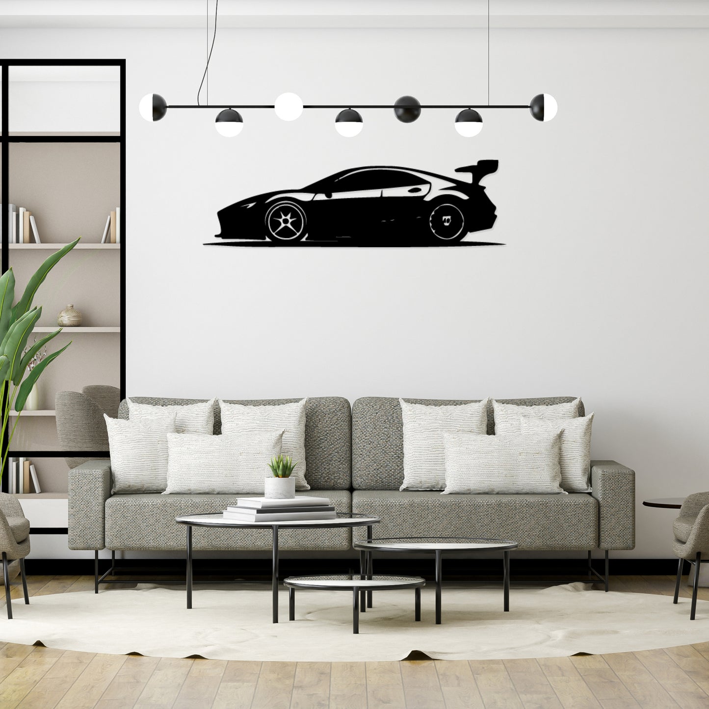 Metal Crafts Car Wall Art | Wall Decoration | (15X25 INCH) | Matte Black Finish