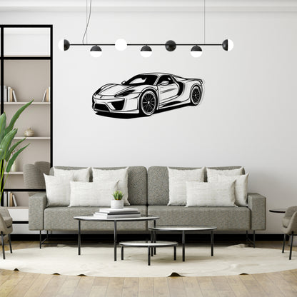 Sports Car Wall art | Wall Decoration | (12X25 INCH) | Matte Black Finish