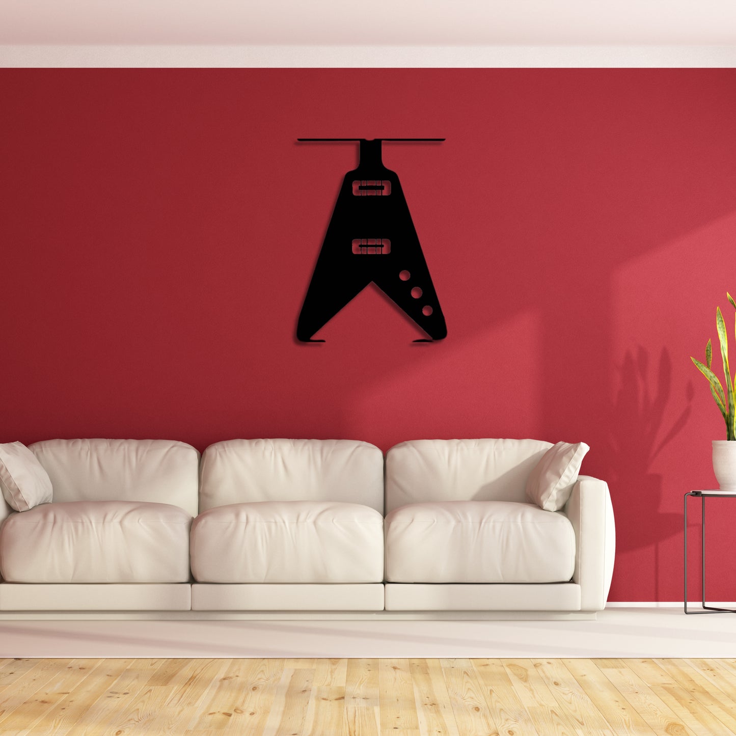 Electric Guitar Metal Art: Power and Passion| Wall Decor | (12X25 INCH )| Matte Black Finish  Coated