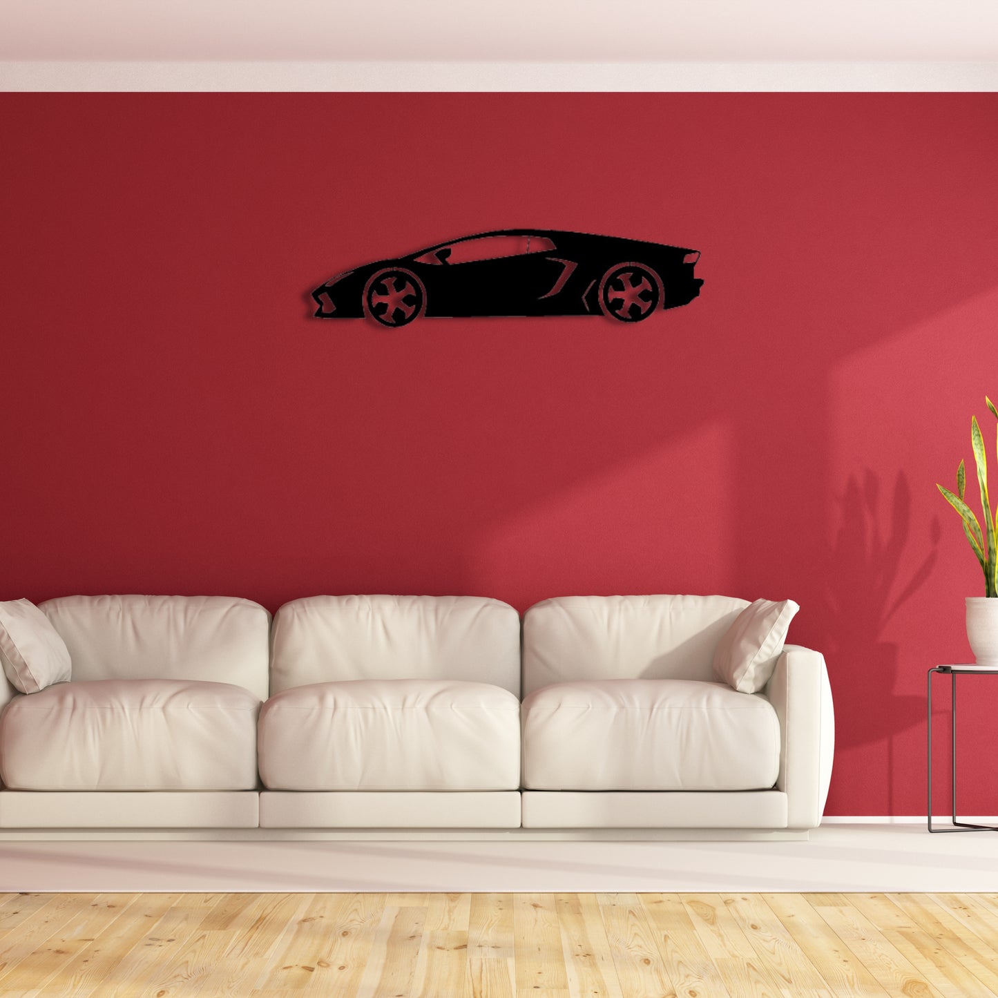 Sports car Metal Wall Art | (12X25 Inch) | Matte black coated | Wall Decor