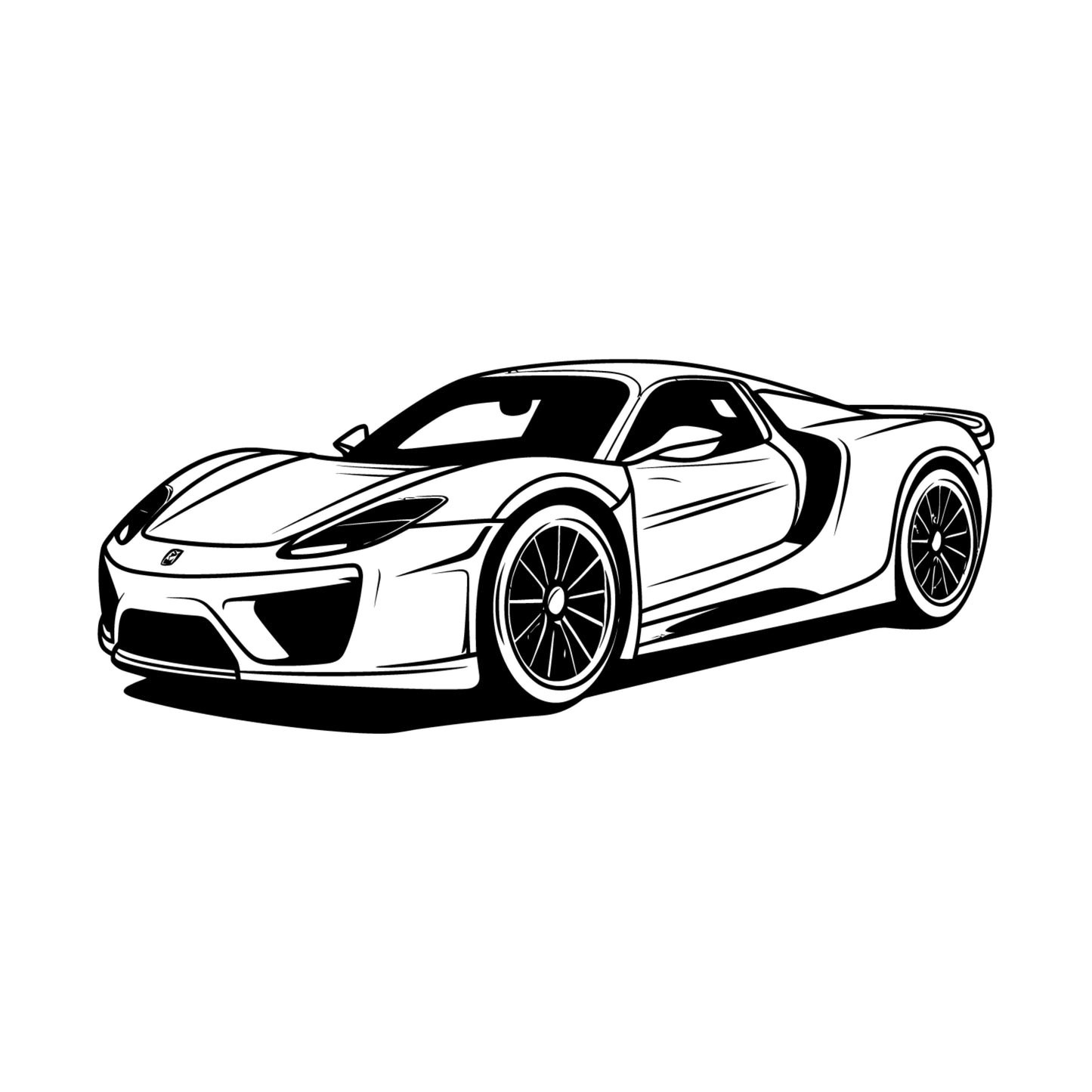 Sports Car Wall art | Wall Decoration | (12X25 INCH) | Matte Black Finish