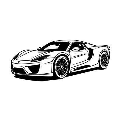 Sports Car Wall art | Wall Decoration | (12X25 INCH) | Matte Black Finish