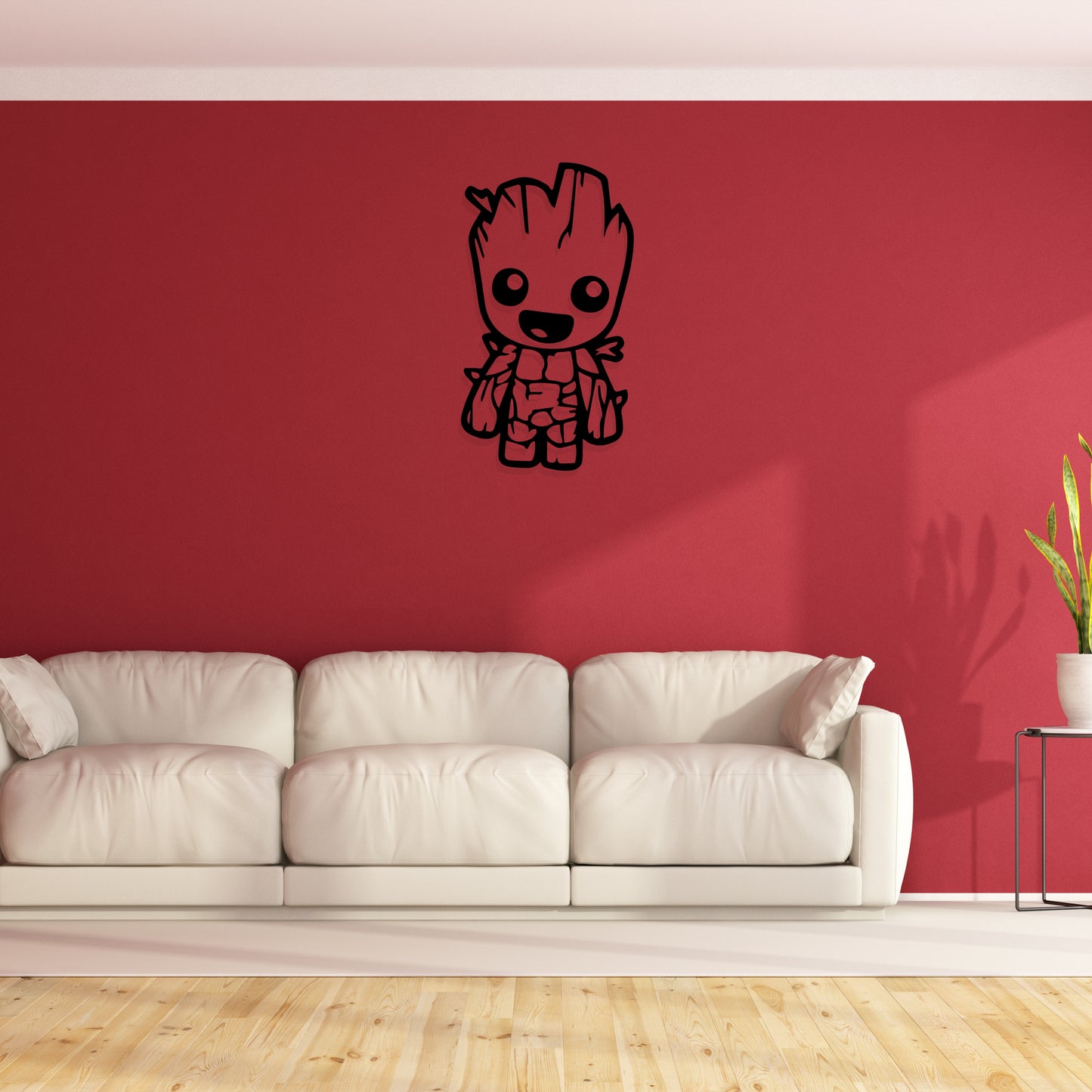 Groot With smile | Wall Decoration | (12 X 20 Inch) | Mate black finish