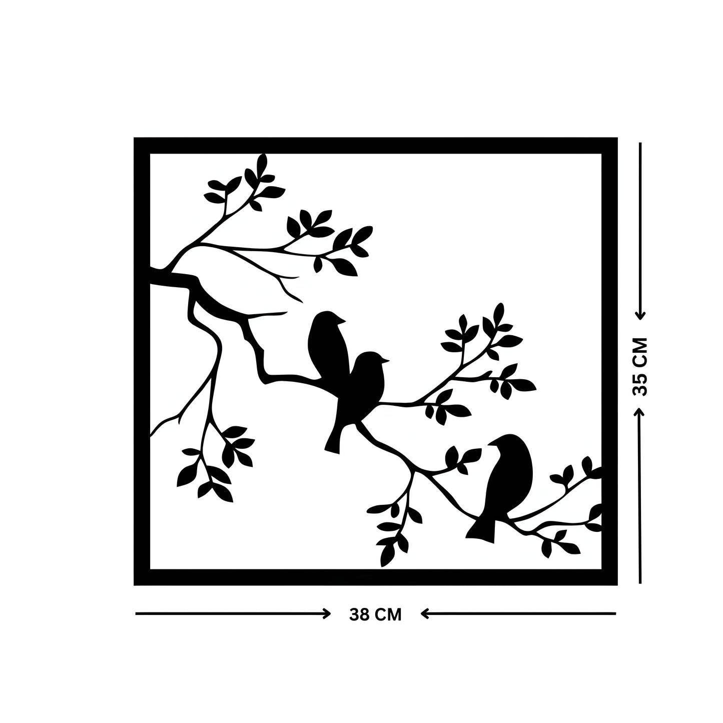 Bird sitting on branches Wall Art | Wall decoration | (13X15 INCH) | Matte black finish